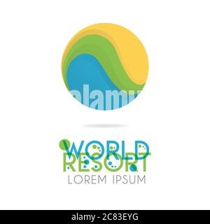 The earth logo is layered with orange, green, blue color with version to 2.5 Stock Vector