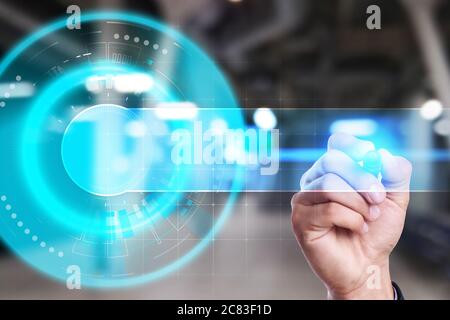 Space for text on Abstract background. Virtual screen futuristic interface. Innovation technology internet and modern business concept. Stock Photo