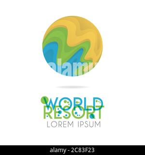 The earth logo is layered with orange, green, blue color with version to 3.5 Stock Vector
