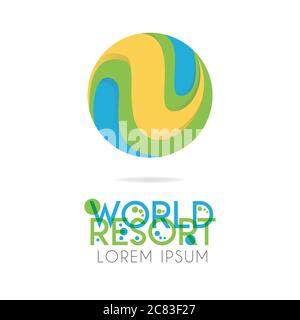 The earth logo is layered with orange, green, blue color with version to 4.2 Stock Vector