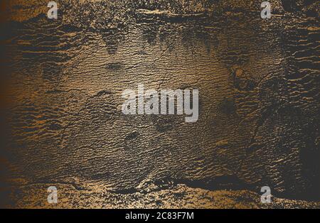 Distressed overlay texture of golden cracked concrete Stock Vector