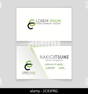 Simple Business Card with initial letter CG rounded edges with green accents as decoration. Stock Vector