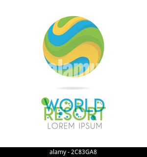 The earth logo is layered with orange, green, blue color with version to 1.9 Stock Vector