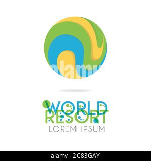 The earth logo is layered with orange, green, blue color with version to 5.3 Stock Vector