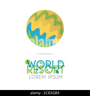 The earth logo is layered with orange, green, blue color with version to 2.3 Stock Vector