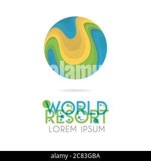 The earth logo is layered with orange, green, blue color with version to 5.2 Stock Vector