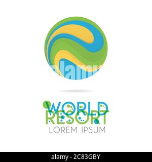 The earth logo is layered with orange, green, blue color with version to 4.8 Stock Vector