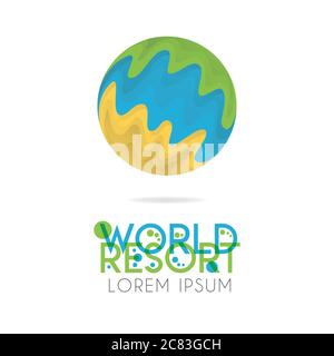 The earth logo is layered with orange, green, blue color with version to 2.4 Stock Vector