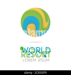 The earth logo is layered with orange, green, blue color with version to 5.5 Stock Vector