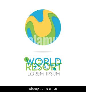 The earth logo is layered with orange, green, blue color with version to 4.9 Stock Vector