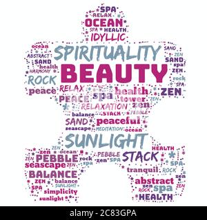 Word cloud related to beauty and spirituality Stock Vector