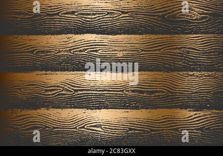 Distressed overlay golden wooden plank texture, grunge background. Stock Vector