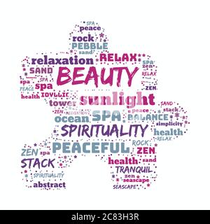 Word cloud related to beauty and spirituality Stock Vector