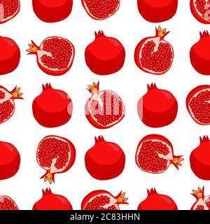 Theme big colored seamless pomegranate, bright berry pattern for seal. Berry pattern consisting of beautiful seamless repeat pomegranate. Simple color Stock Vector