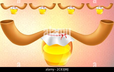 art of honey jar with design on abstract backgrounds Stock Vector