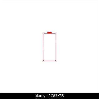 Red battery icon isolated on a white background Stock Photo
