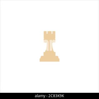 Illustration of a white rook chess figure for web and mobile design isolated on a white background Stock Photo