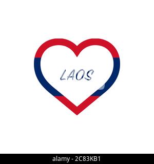 Laos flag in heart. I love my country. sign. Stock vector illustration isolated on white Stock Vector