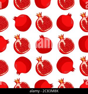 Theme big colored seamless pomegranate, bright berry pattern for seal. Berry pattern consisting of beautiful seamless repeat pomegranate. Simple color Stock Vector