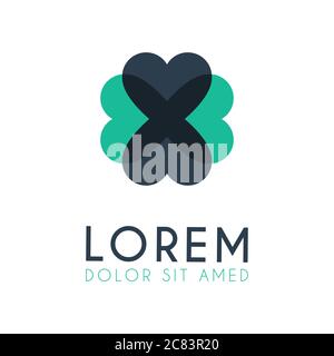the four heart logo forms a clover leaf. can be for weddings, engagements, romantic events, dinners, valentine, christmas and holidays. it can also be Stock Vector