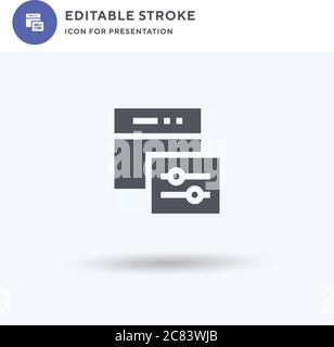 Web Settings icon vector, filled flat sign, solid pictogram isolated on white, logo illustration. Web Settings icon for presentation. Stock Vector