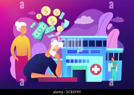 Healthcare expenses of retirees concept vector illustration. Stock Vector