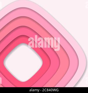 Abstract pink 3D paper cut background. Abstract wave shapes. Vector format Stock Vector