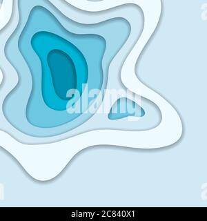Abstract blue 3D paper cut background. Abstract wave shapes. Vector format Stock Vector
