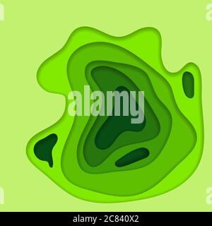 Abstract green 3D paper cut background. Abstract wave shapes. Vector format Stock Vector