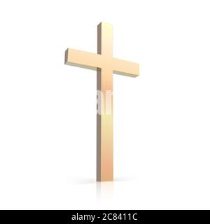 Gold vector cross isolated on white background. Stock Vector