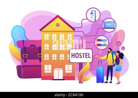 Hostel services concept vector illustration Stock Vector