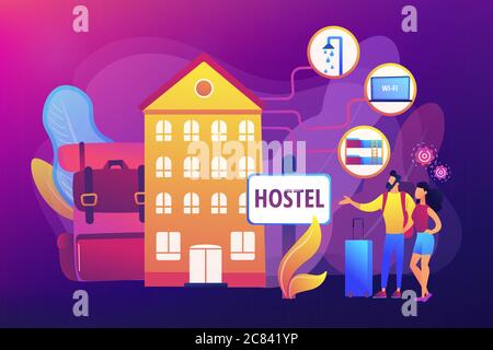 Hostel services concept vector illustration Stock Vector