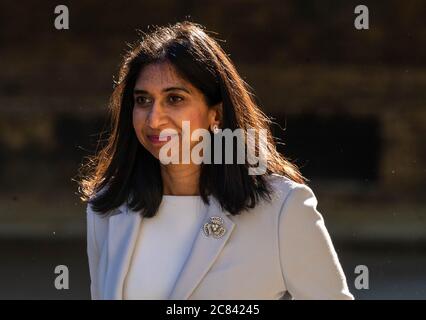 London, UK. 21st July, 2020. Suella Braverman, Attorney General arrives at a cabinet meeting at 10 Downing Street London. Credit: Ian Davidson/Alamy Live News Stock Photo