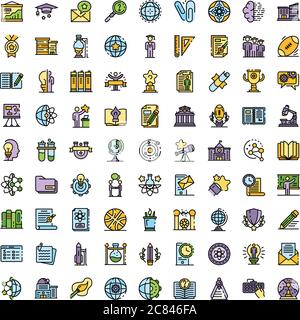 University icons vector flat Stock Vector