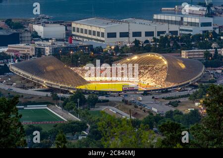 Split, Croatia - August 9 2018: Sunset over the Poljud Stadium, Hajduk Split  vs Steaua Bucharest in a UEFA Europa League qualifying game Stock Photo -  Alamy
