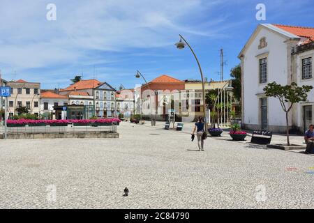 Aveiro, portugal - June 10, 2017:  Little square in the historic part of the city Aveiro, popular tourists destination, also known as Venice of Portug Stock Photo