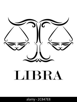 Line vector logo of scales. It is sign of libra zodiac. Stock Vector