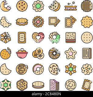 Cookie icons vector flat Stock Vector