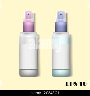Vector illustration of Spray alcohol bottle Two bottles used to assemble the product and advertisement. Stock Vector