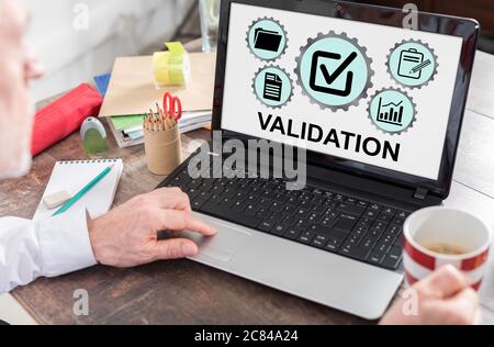 Validation concept shown on a laptop screen Stock Photo