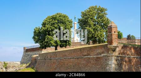 Victor monument, symbol of Belgrade, commemorating Allied victory in the WW1, Belgrade fortress (Kalemegdan) in Belgrade, capital of Serbia Stock Photo