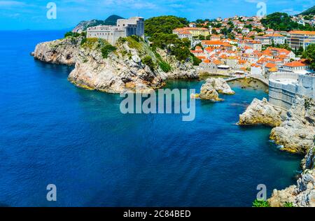 DUBROVNIK, CROATIA - JUNE 18: Fort Lovrijenac or St. Lawrence Fortress, often called 'Dubrovnik's Gibraltar' in Dubrovnik on June 18, 2019. Stock Photo