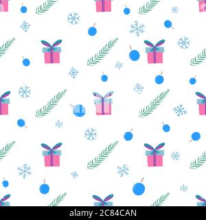 Xmas seamless pattern in vintage style. Vector design element. Repeat winter pattern. Stock Vector