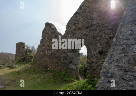 The ruins of Giew Mine on Trink Hill, Towednack, Cornwall, UK Stock Photo