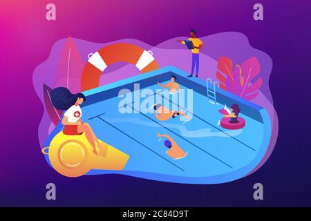 Swimming and lifesaving classes concept vector illustration. Stock Vector