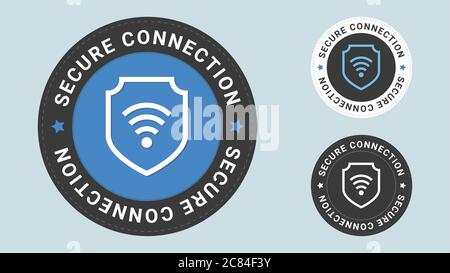 Secure Connection stamp vector illustration. Vector certificate icon. Vector combination for certificate in flat style. Stock Vector