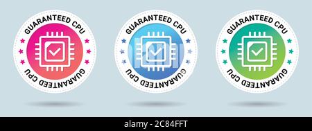 Guaranteed CPU Speed stamp vector illustration. Vector certificate icon. Set of 3 beautiful color gradients. Vector combination for certificate. Stock Vector