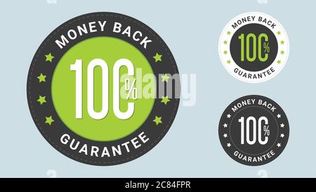 100% Money Back Guarantee stamp vector illustration. Vector certificate icon. Vector combination for certificate in flat style. Stock Vector