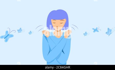 Butterfly hug. A psychology technique for self-soothing from anxiety ...