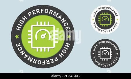 High-Performance System stamp vector illustration. Vector certificate icon. Vector combination for flat style certificate. Stock Vector